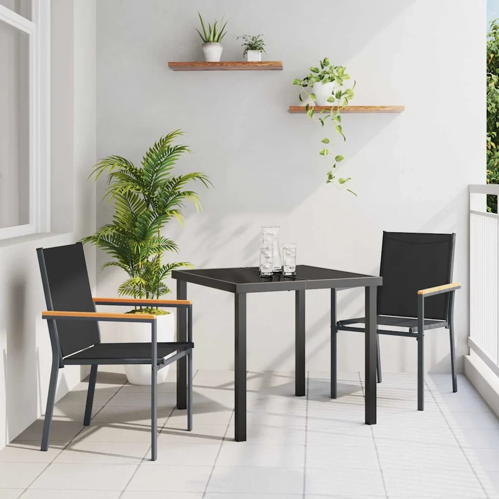 Set da Pranzo per Giardino 3 pcs Nero