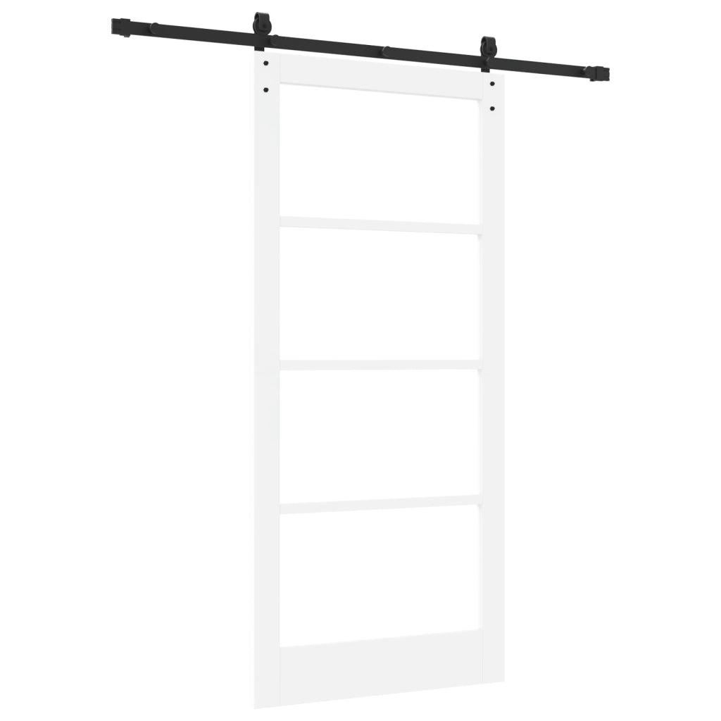 porta scorrevole  con Set Hardware 'ORKDAL'Bianco Legno Massello & Vetro