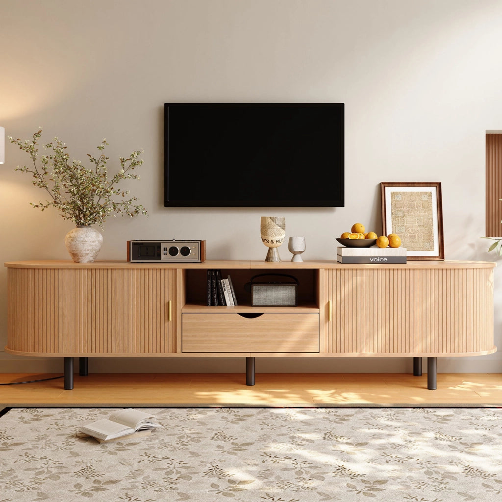 Lowboard per TV naturale in MDF lungo 175 cm