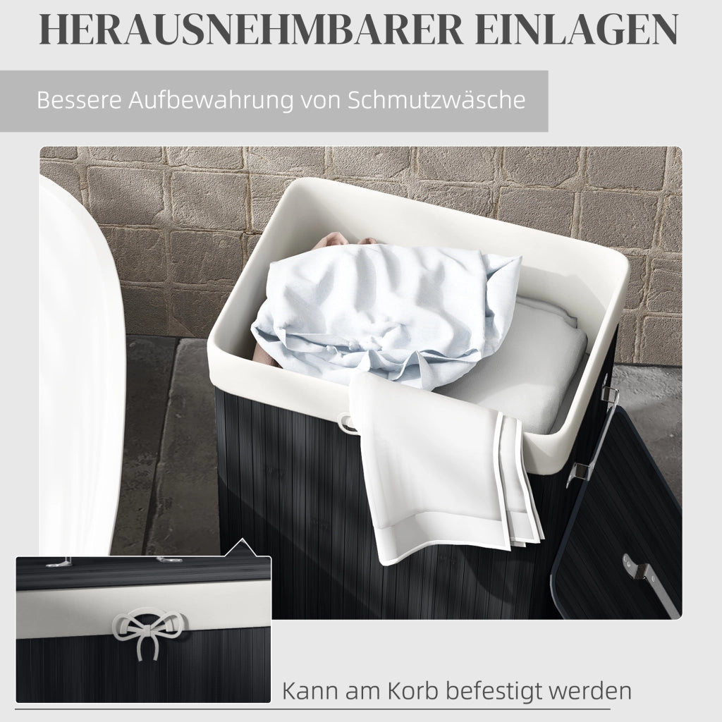 Cestino per biancheria con coperchio ¨C Zephmum ¨C Bamb¨´, pieghevole, 72L, Nero 40x30x60cm