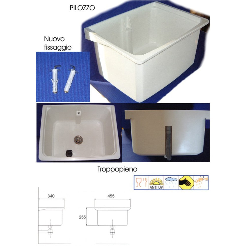 Lavatoio in polipropilene con sifone