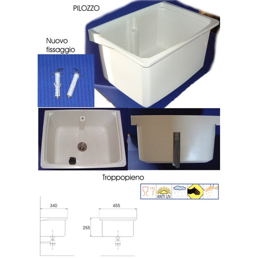 Lavatoio in polipropilene con sifone
