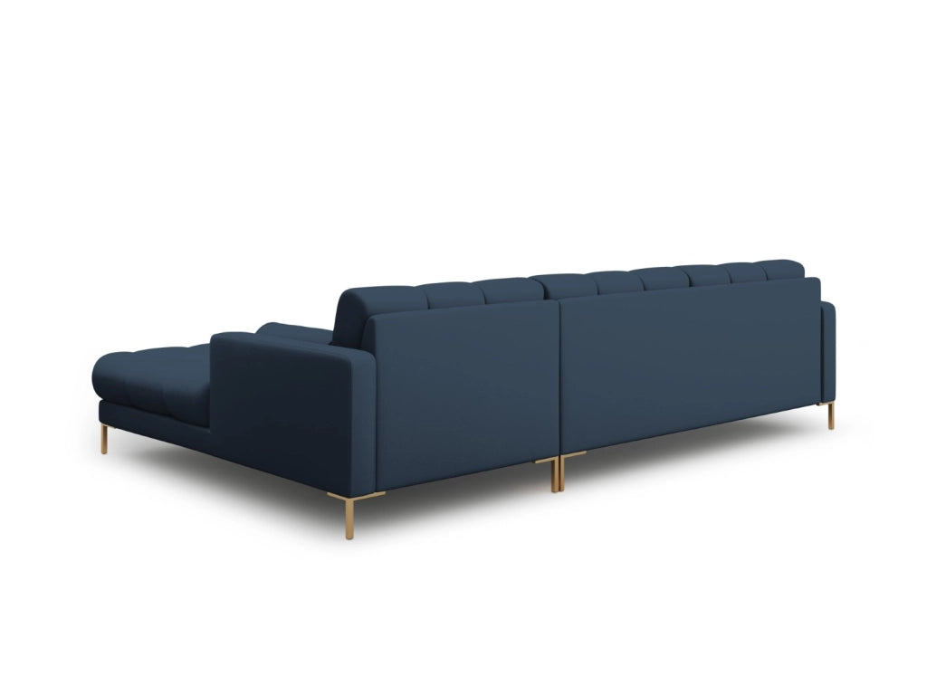 Cosmopolitan Design - Divano angolare destro "Bali" 5 posti in tessuto strutturato blu 