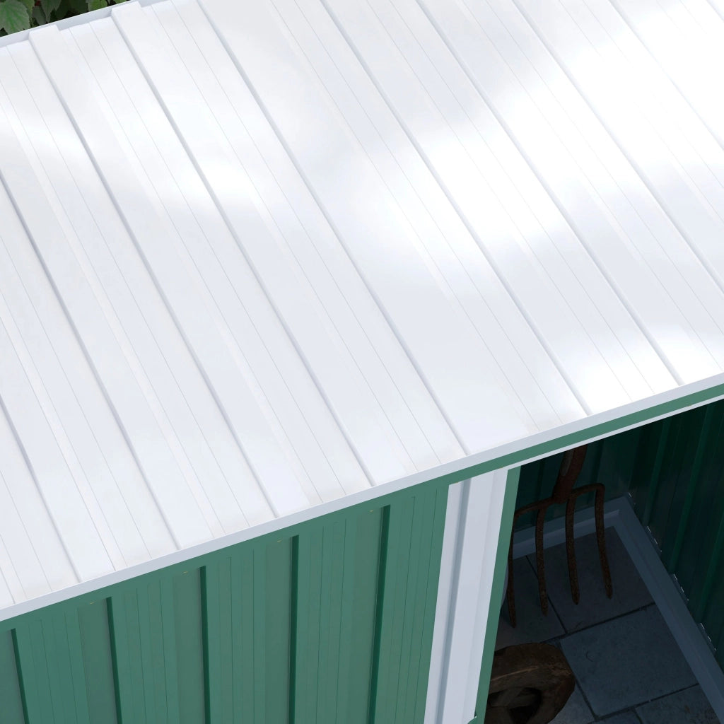 Casetta Porta Attrezzi con Tetto Inclinato e Porta Scorrevole 163x89x182 cm in Acciaio Zincato Verde