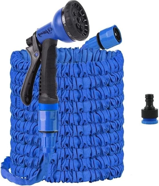 Serpentina per Giardino Estensibile 25ft-50ft-80ft-100ft con 8 Bocchette di Spray Anti-Scoppio e Fuga Flessibile Serpentina Magica Raccordabile Estensibile Blu 25FT