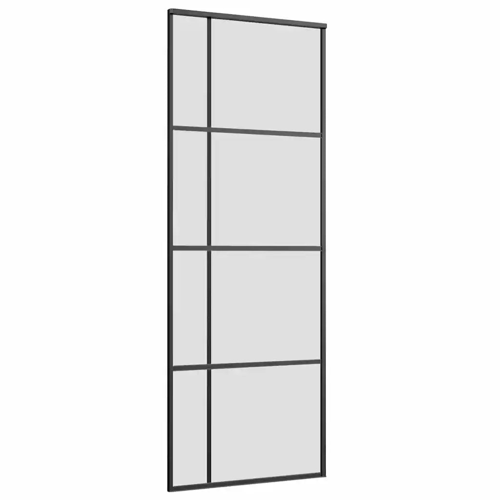 Porta Scorrevole con Ferramenta Nera 76x205 cm in Vetro ESG