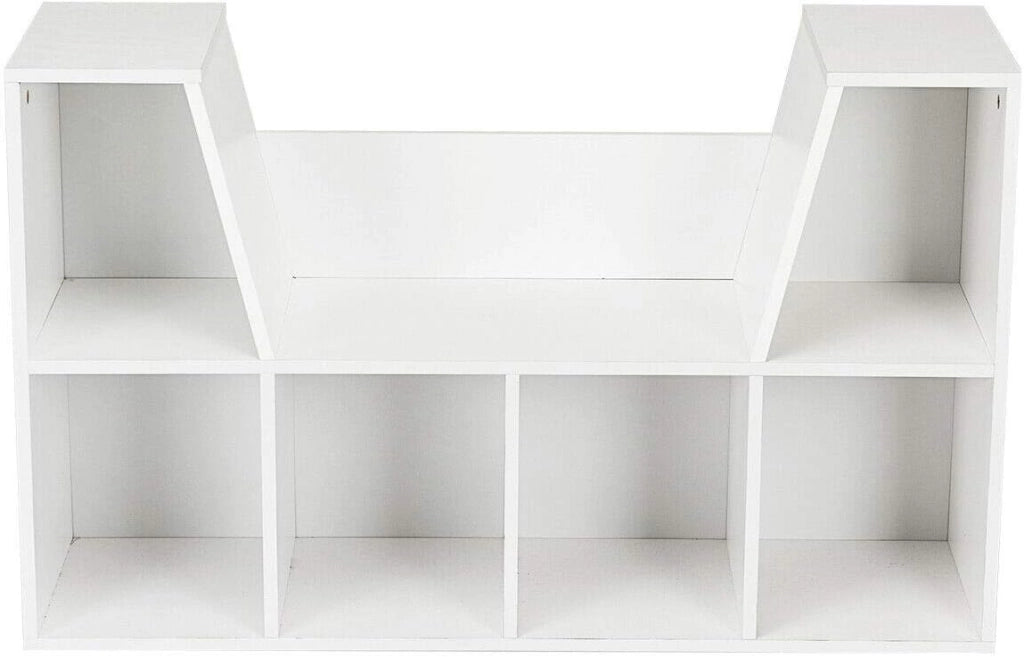 Scaffale per Libri, Libreria Panca in Legno con Cuscini per Bambini (BIanco)