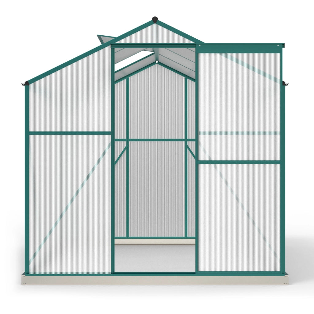Serra da giardino 190x253 cm verde in alluminio, porta scorrevole e finestra