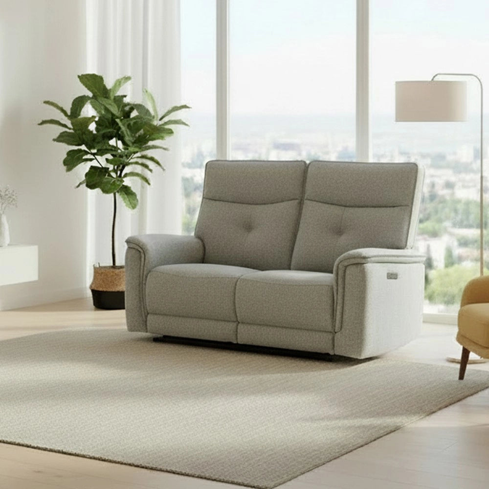 Divano recliner Elysio 2 posti elettrico in tessuto grigio 157 cm