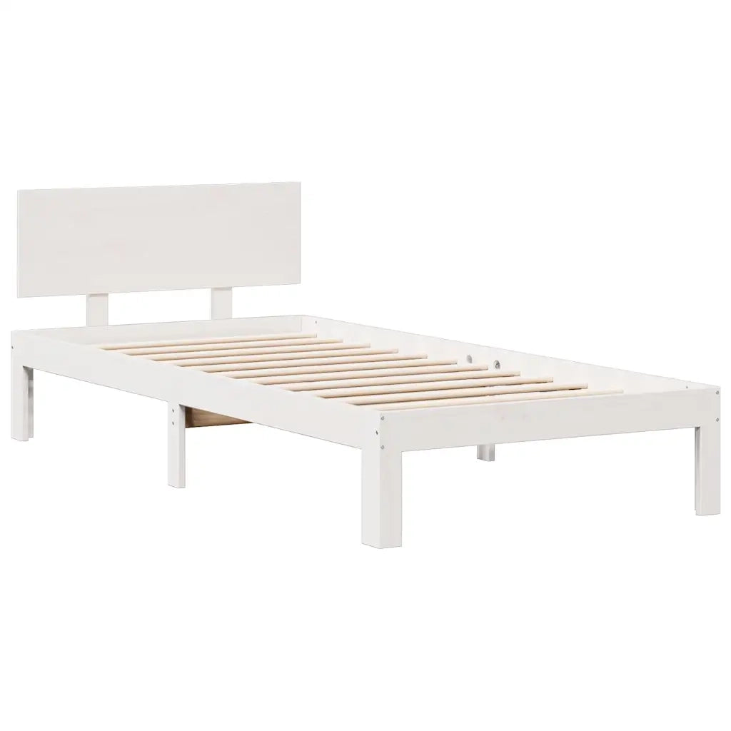 Letto Libreria senza Materasso Bianca 90x200 cm Legno di Pino 3322687