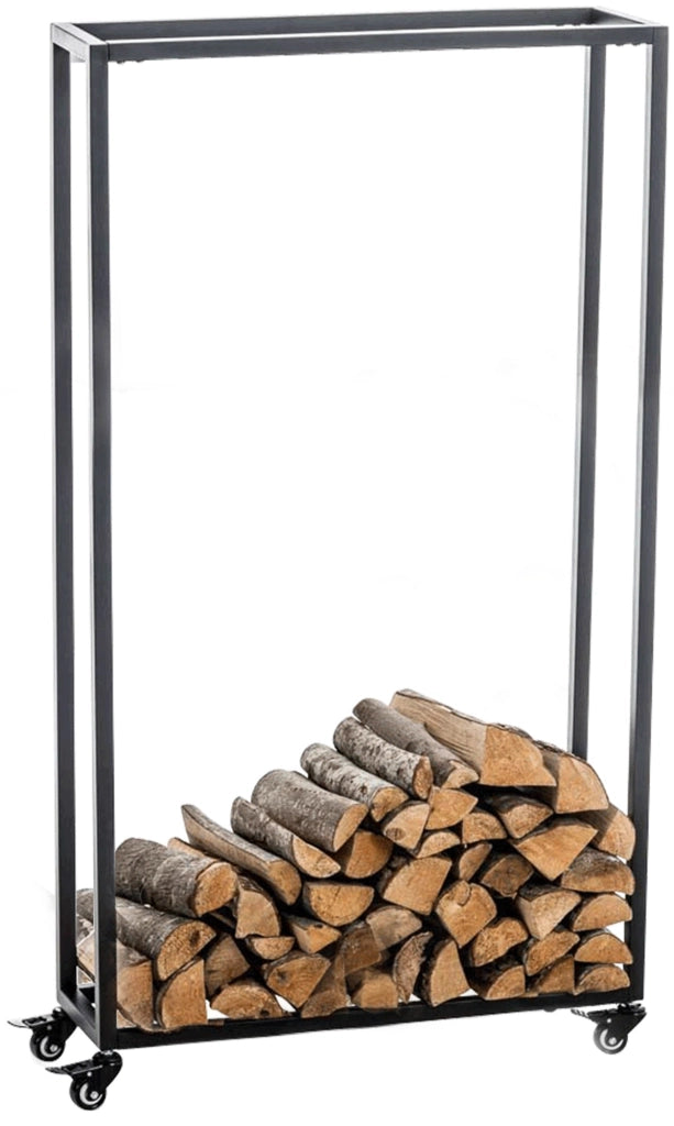 Portalegna per Camino HETTA in Acciaio Inox nero,25x60x150 cm