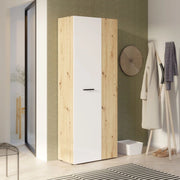 Armadio multiuso Teodoro 2 ante con portascope struttura rovere e 1 anta bianco