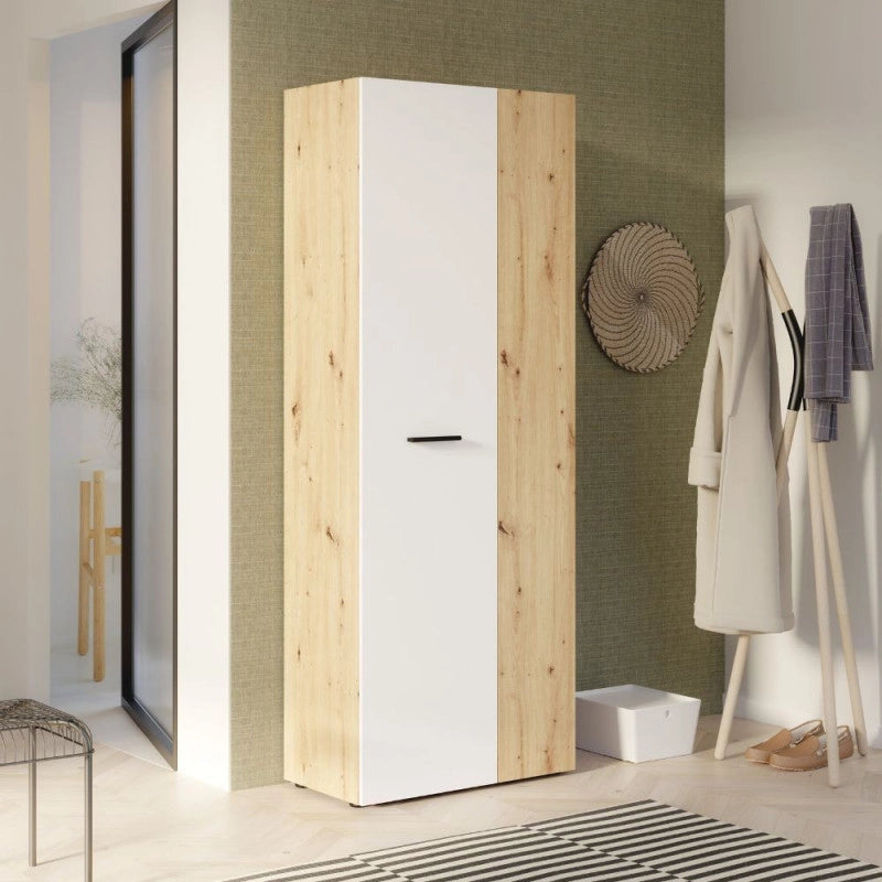 Armadio multiuso Teodoro 2 ante con portascope struttura rovere e 1 anta bianco
