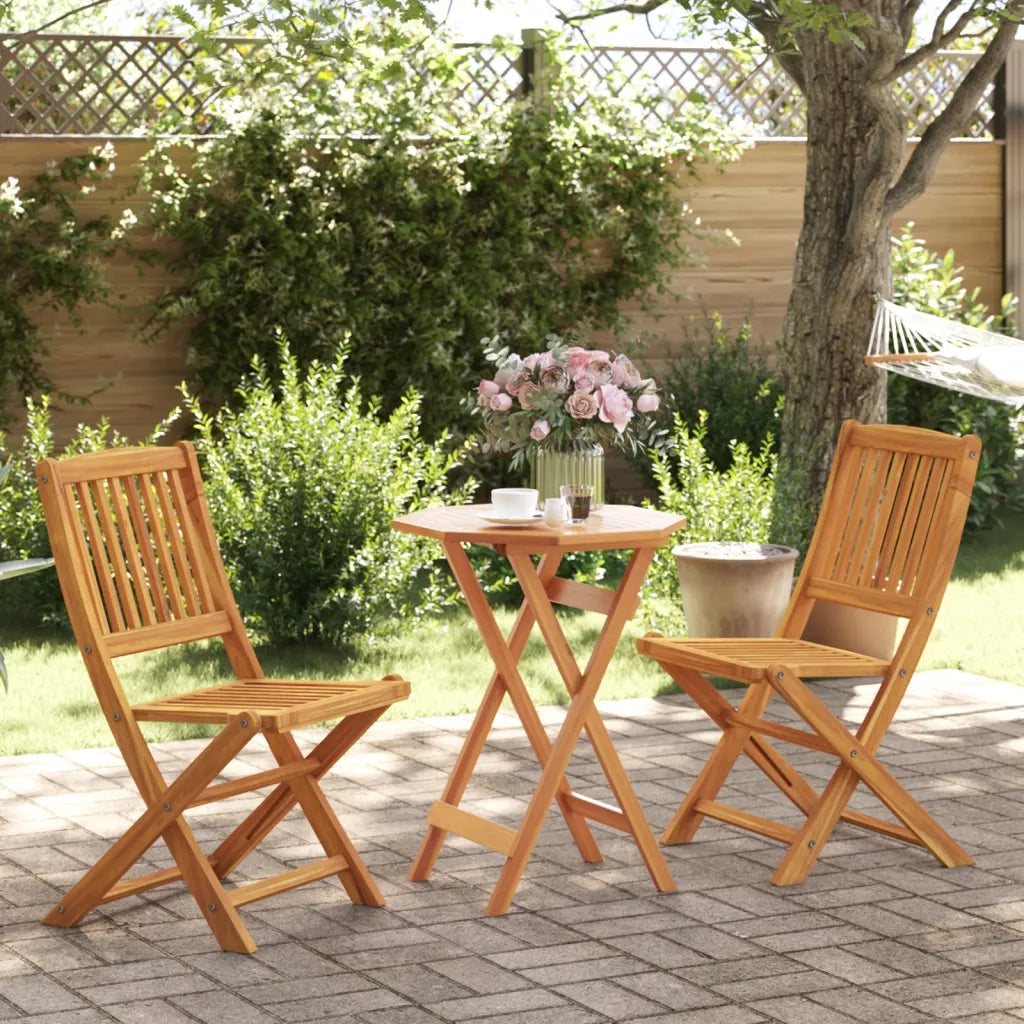 Set Bistrò Pieghevole 3pz in Legno Massello di Acacia 3295251