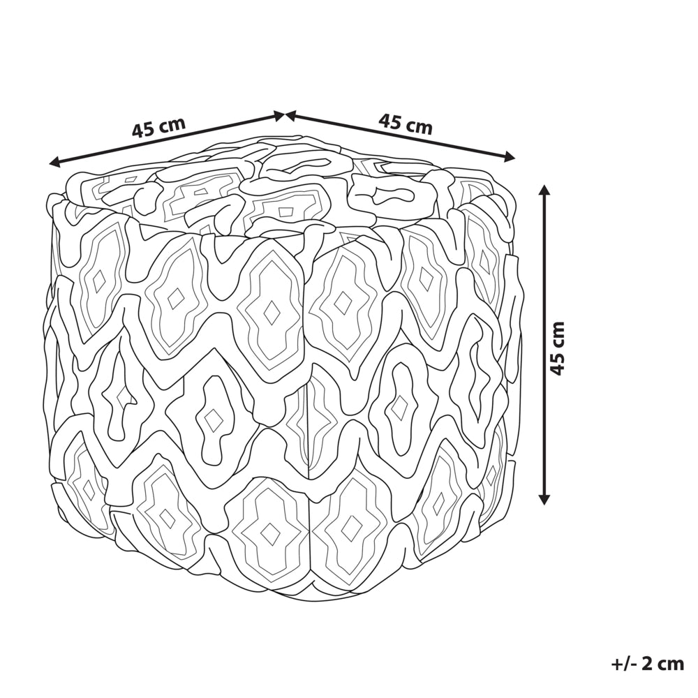 Pouf di colore Bianco e Nero Lana Cotone 45 x 45 cm Forma Quadrata in stile Boho