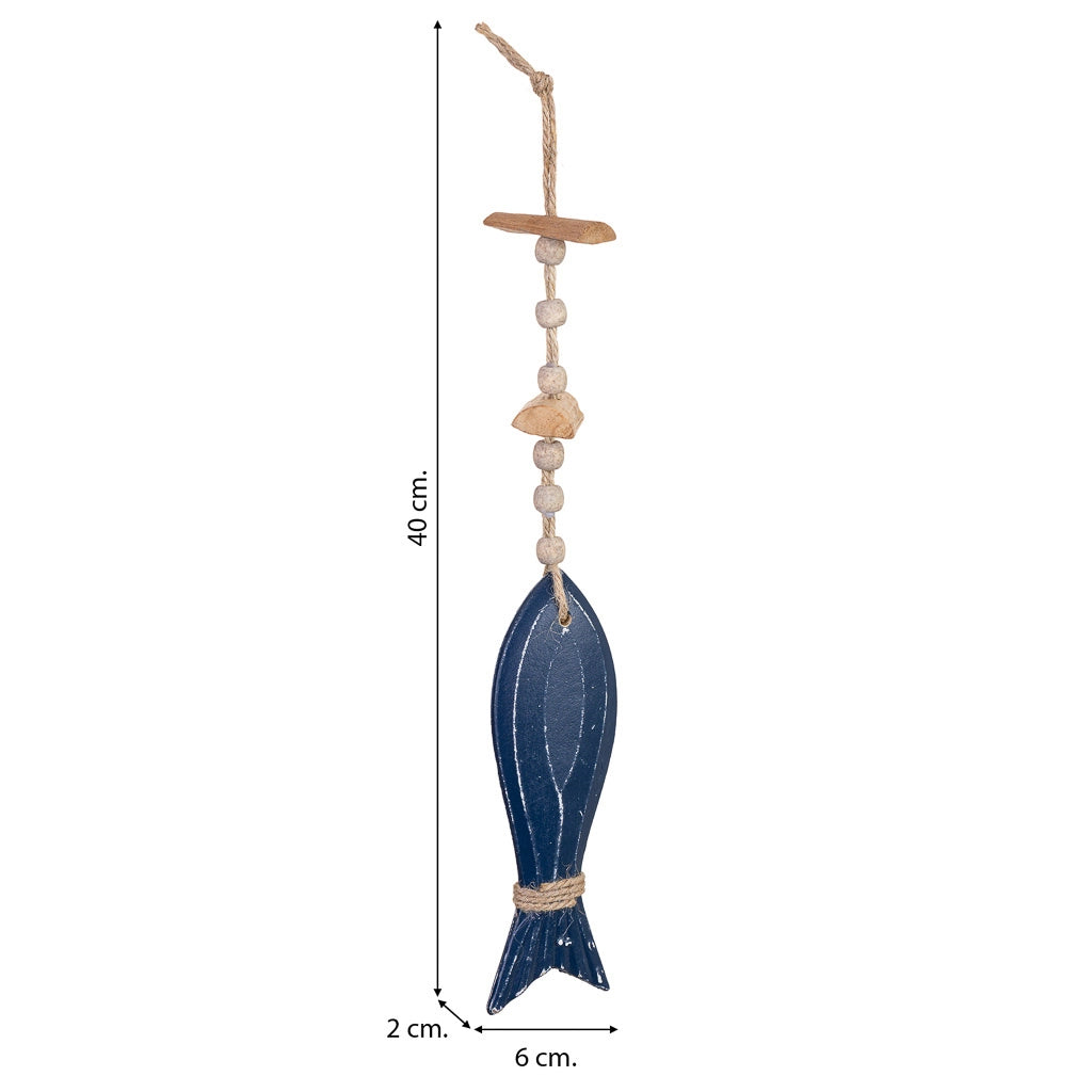 Campanello a vento in legno blu 6x2x40h cm