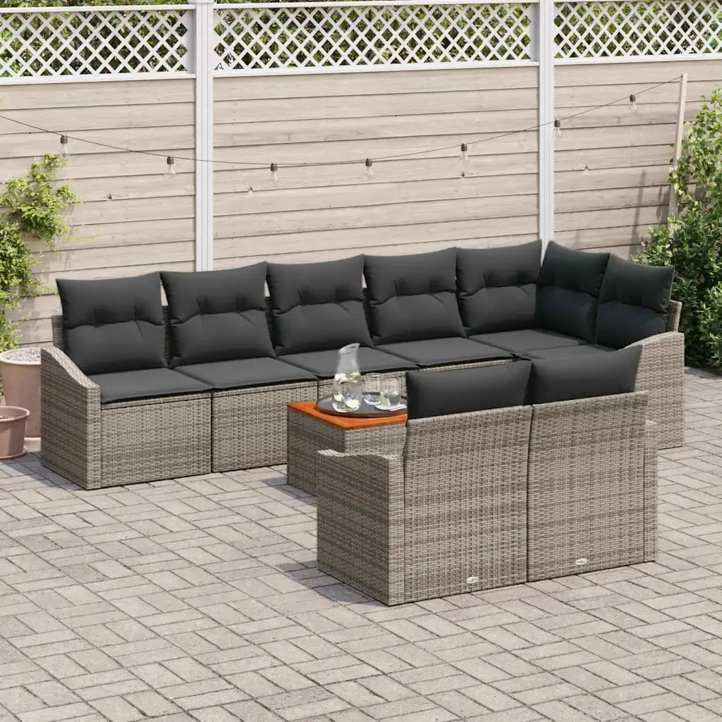 Set Divano da Giardino 9 pcs Grigio polyrattan 3356515