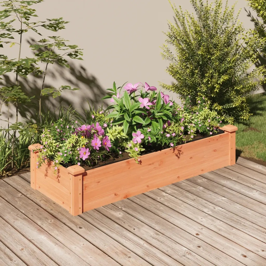 Fioriera | Cassetta per fiori | Vaso Giardino Fodera Marrone 120x45x25cm Massello Abete