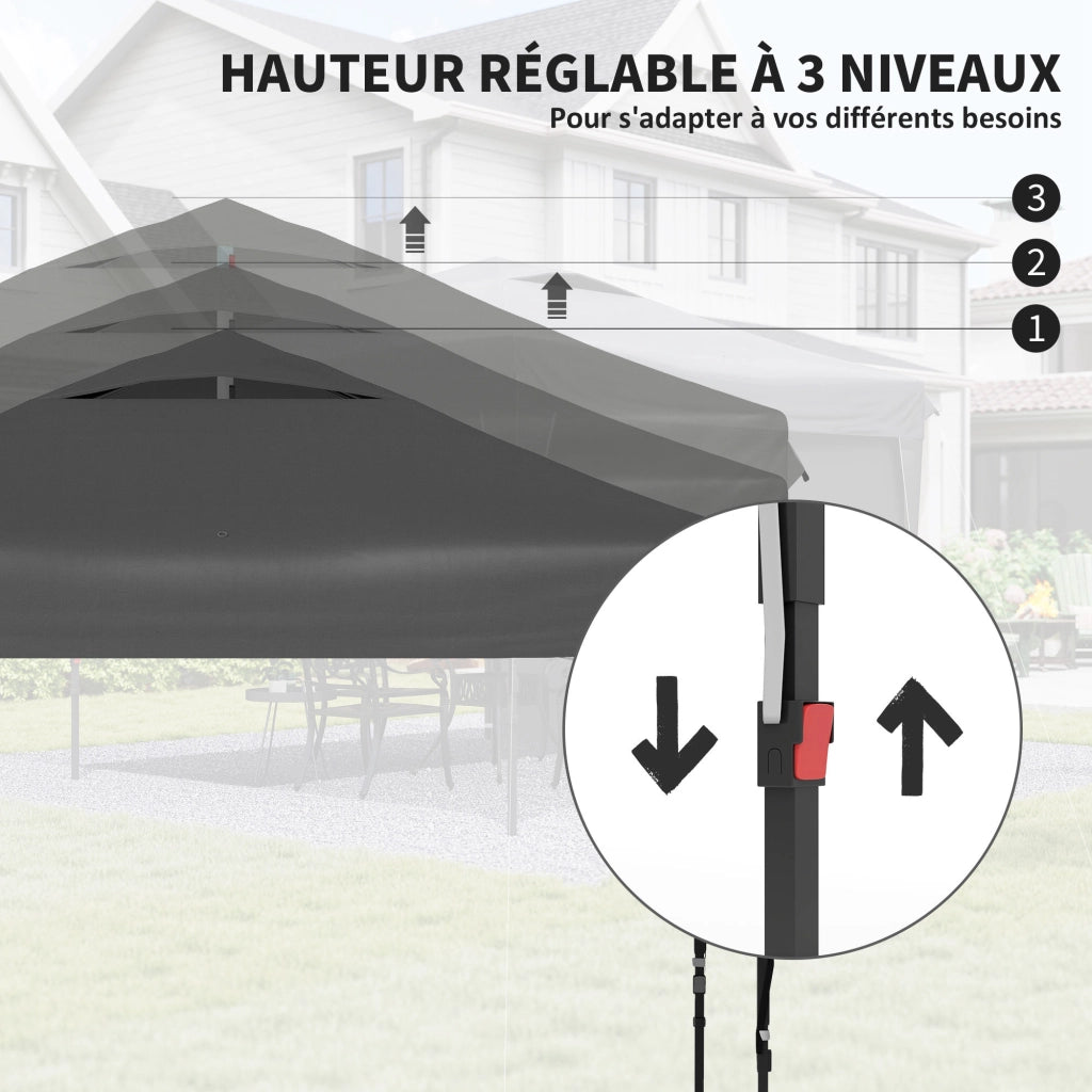 Gazebo da giardino pieghevole con parete laterale ¨C zephmum ¨C acciaio tessuto Oxford