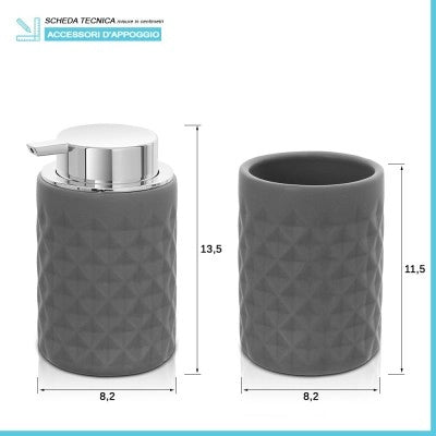 Set completo accessori bagno grigio in ceramica Cristal