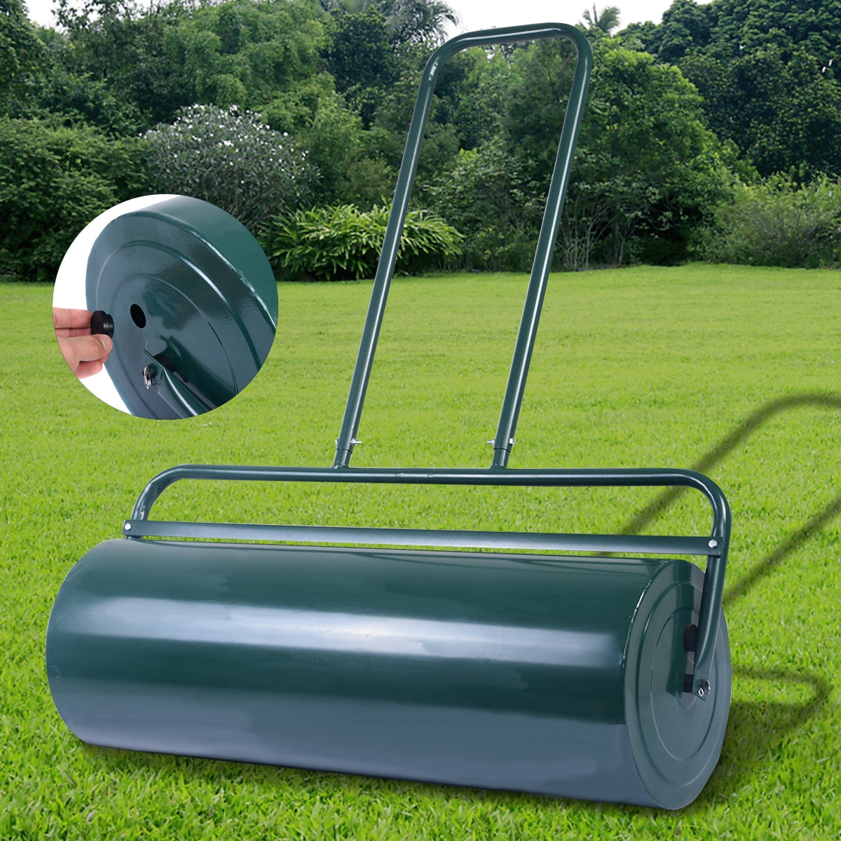 Rullo per prato 63L di acciaio a forma di U, Rullo ideale per avere prato liscio e livellato Verde-Attrezzi da giardino