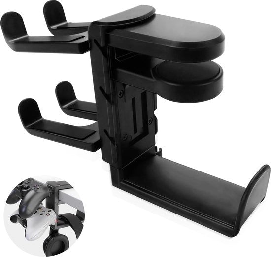 Headset e controller supporto con supporto per cavo e manubrio - Supporto per cuffie da 360 gradi girevoli per gaming - Supporto per cuffie da testa per computer da appendere ai tavoli e alle pareti