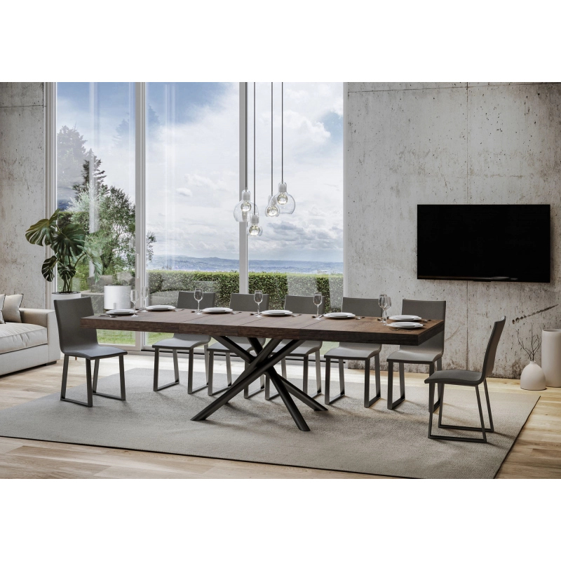 Tavolo allungabile 90x180/284 cm Famas Premium telaio Antracite - Noce