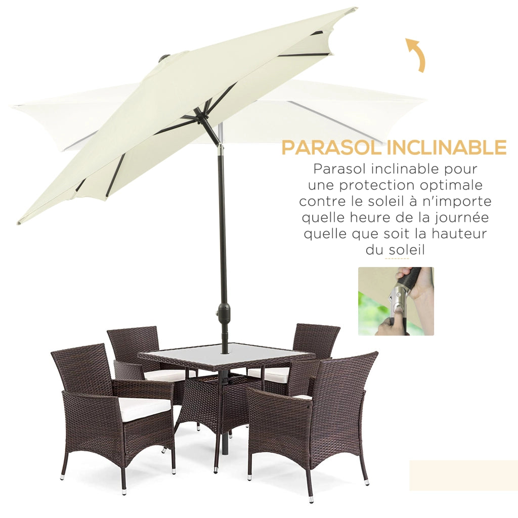 Ombrellone inclinabile per giardino ¨C Zephmum ¨C Rettangolare 3x2m crema metallo poliestere