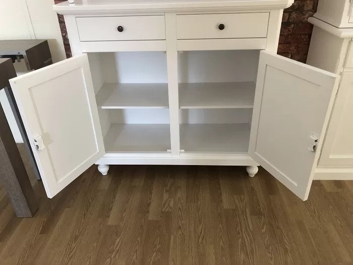 Set 1 cristalliera 1 credenza classica legno shabby chic bianco opaco - Mobili 2G