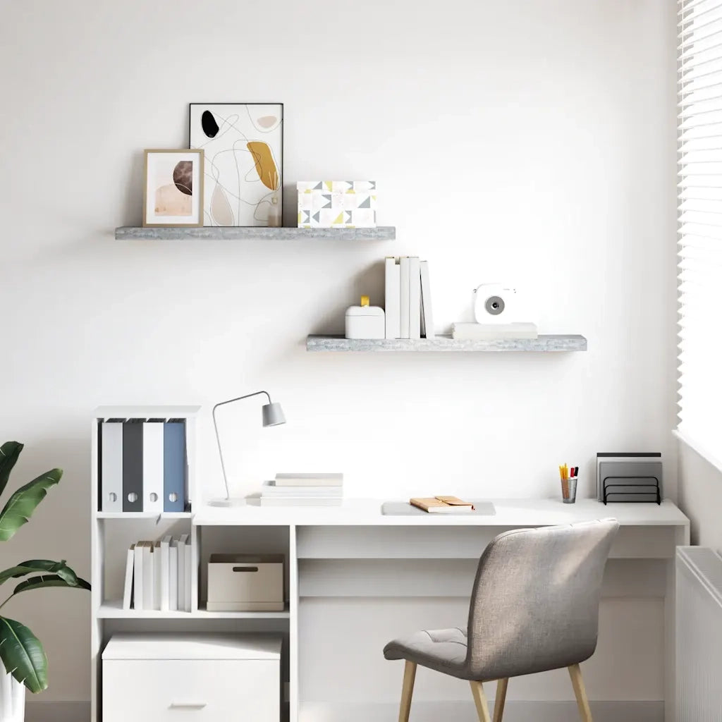 Scaffali a Parete 2 pz Grigio Cemento 90x23,5x3,8 cm in MDF cod mxl 33214