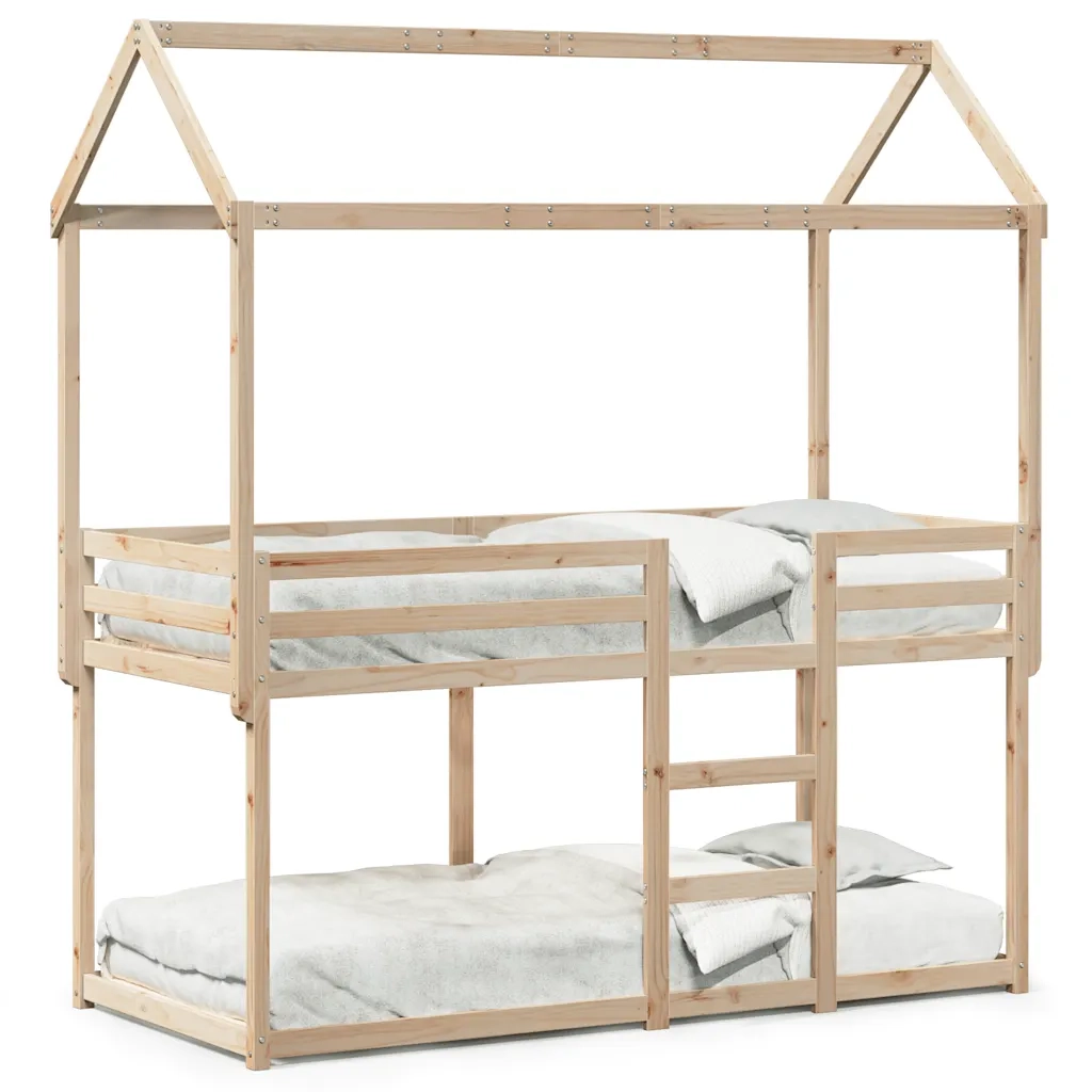 Letto a Castello senza Materasso-Struttura Letto a Castello 90x200cm Massello Pino 844620