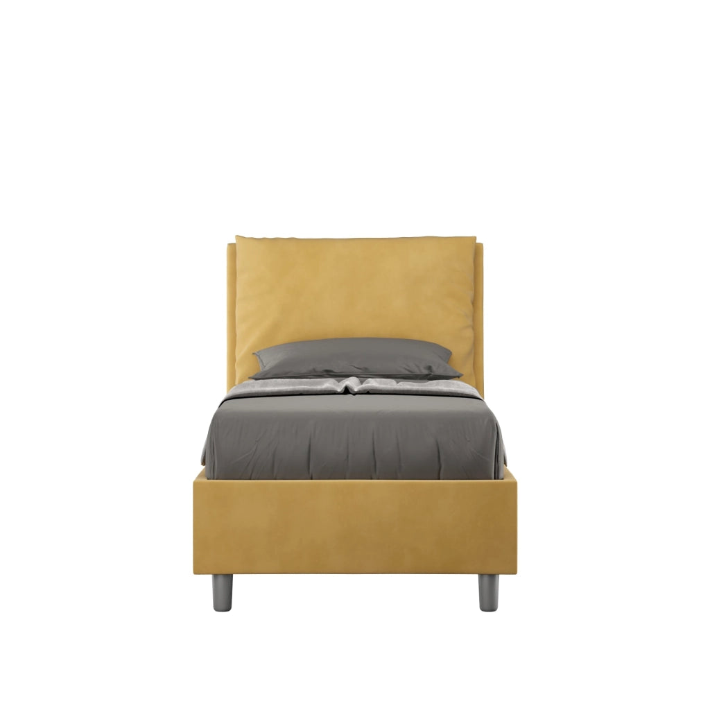 Letto Singolo 80x200 cm con Rete e Contenitore Antea Ocra