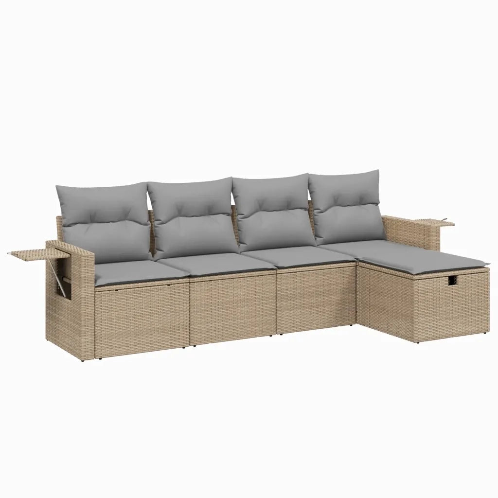 Set Divano da Giardino 5 pz con Cuscini Beige Misto Polyrattan 3263775