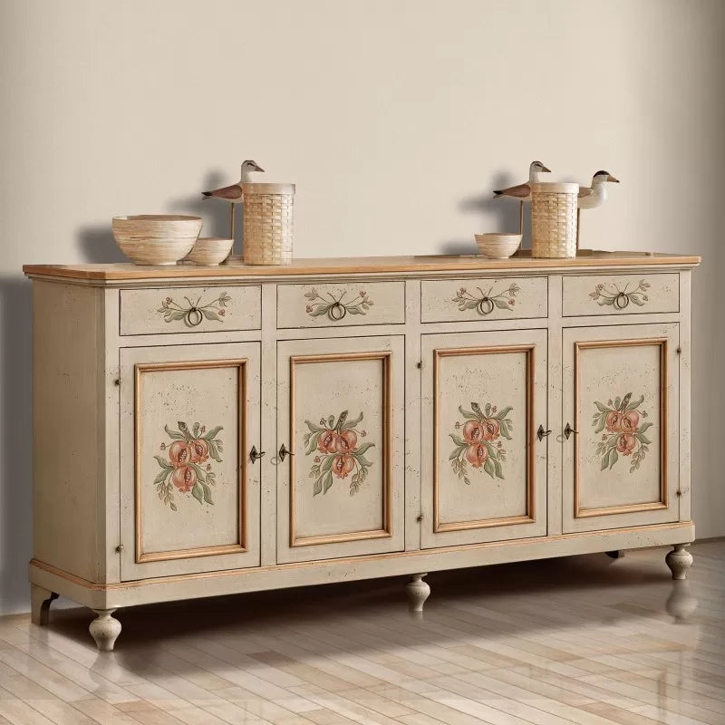 Madia credenza in legno provenzale laccata a mano 4 porte 198x50x107 - Mobili 2G