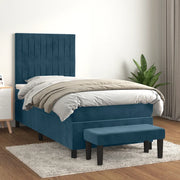 Giroletto a Molle con Materasso-Struttura Letto Blu Scuro 90x200 cm in Velluto 640299