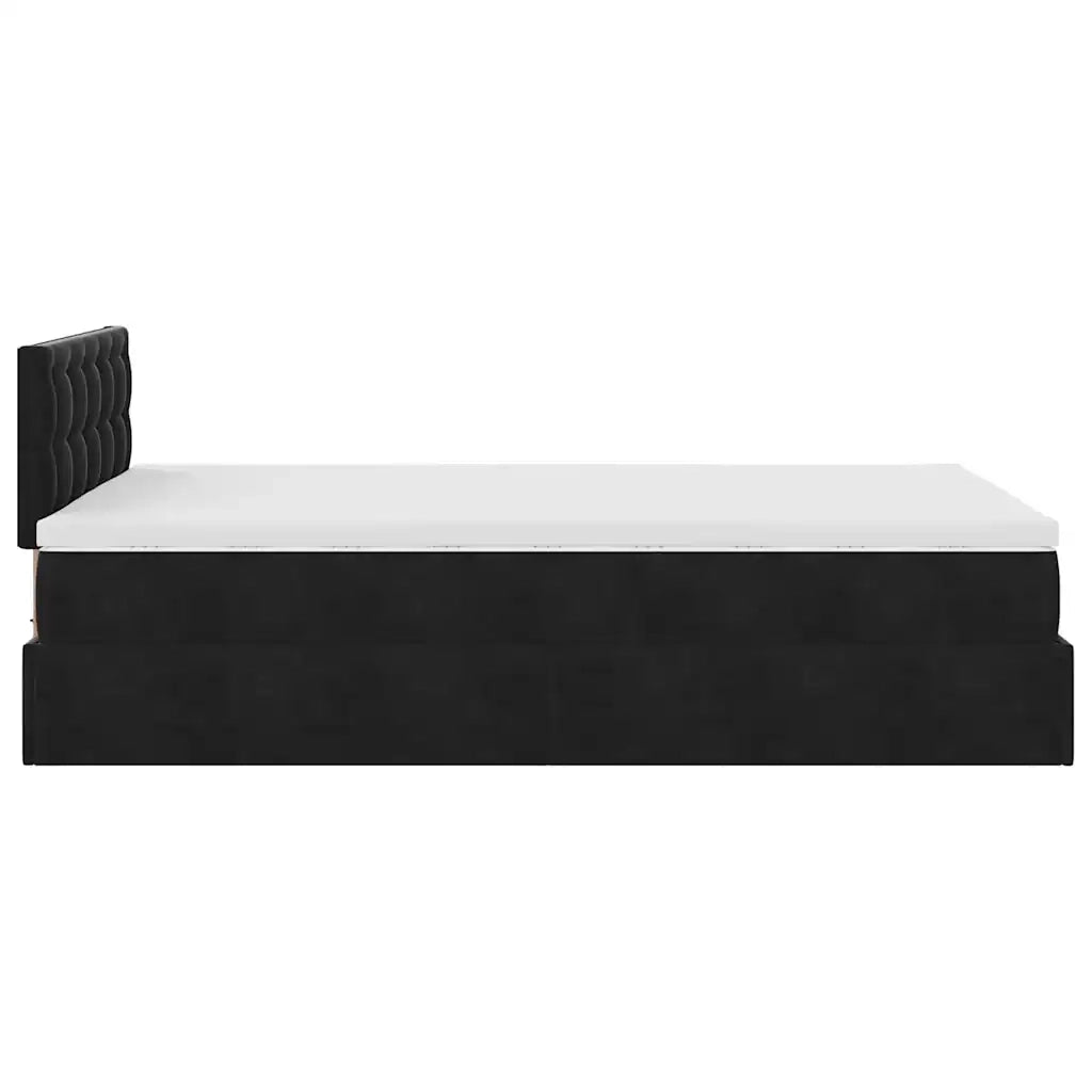 vidaXL Pouf Letto con Materasso Nero 120x190 cm Velluto
