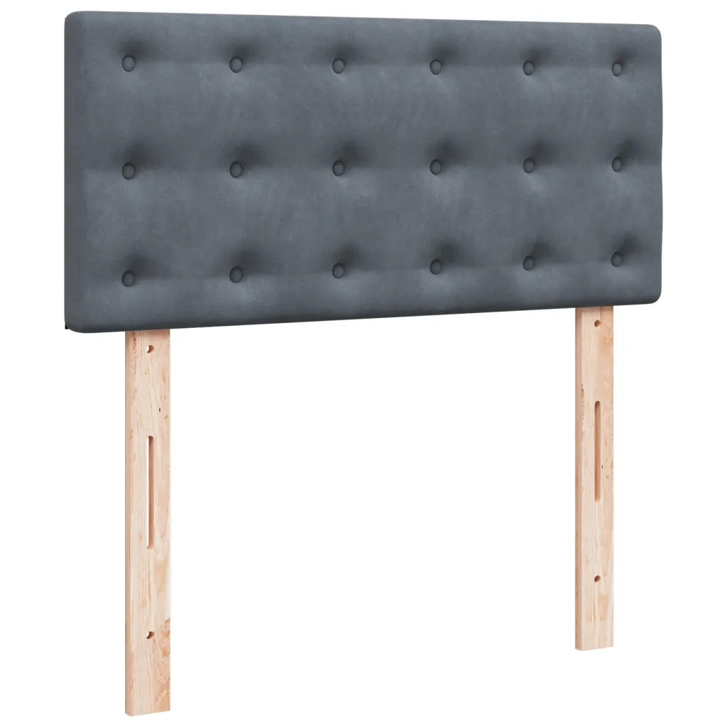 Giroletto a Molle con Materasso Grigio Scuro 90x190 cm Velluto