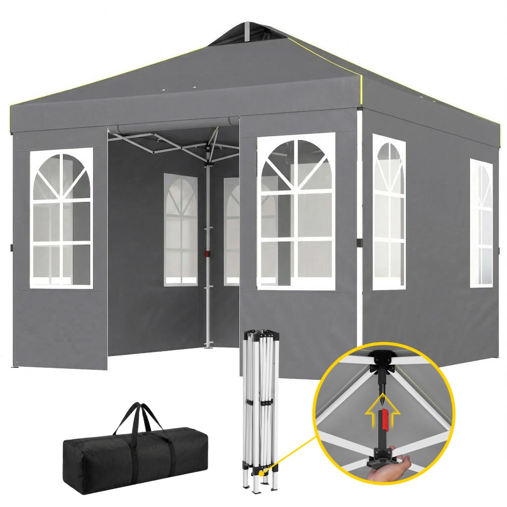 Tenda da giardino pieghevole 3x3 m con UPF50+ ¨C zephmum ¨C grigio scuro