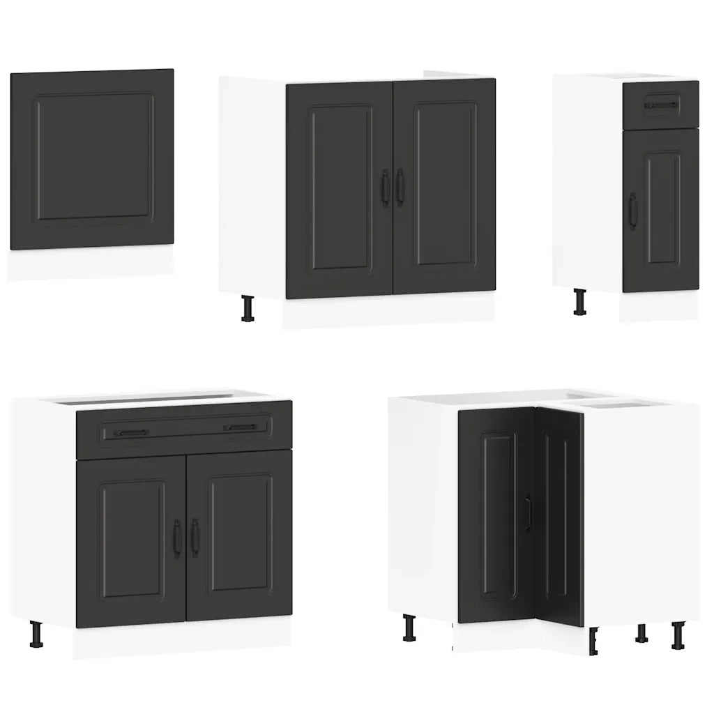 Set Mobili da Cucina 11 pz Kalmar Neri Legno Multistrato 3314912