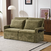 Divano letto 172,5x71x95 cm verde con USB, tasche laterali e tessuto ciniglia