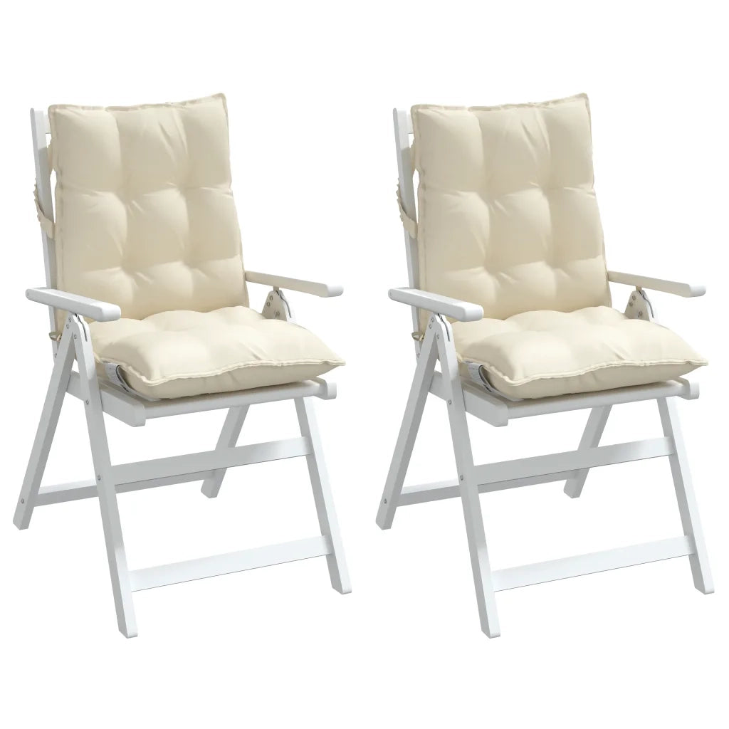 Cuscini per Sedia Schienale Basso 2 pz Crema in Tessuto Oxford