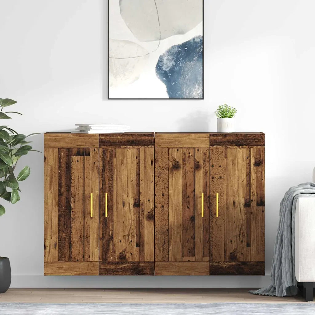 Mobile a muro 2 pcs Legno vecchio 69,5 x 34 x 90 cm 3415561
