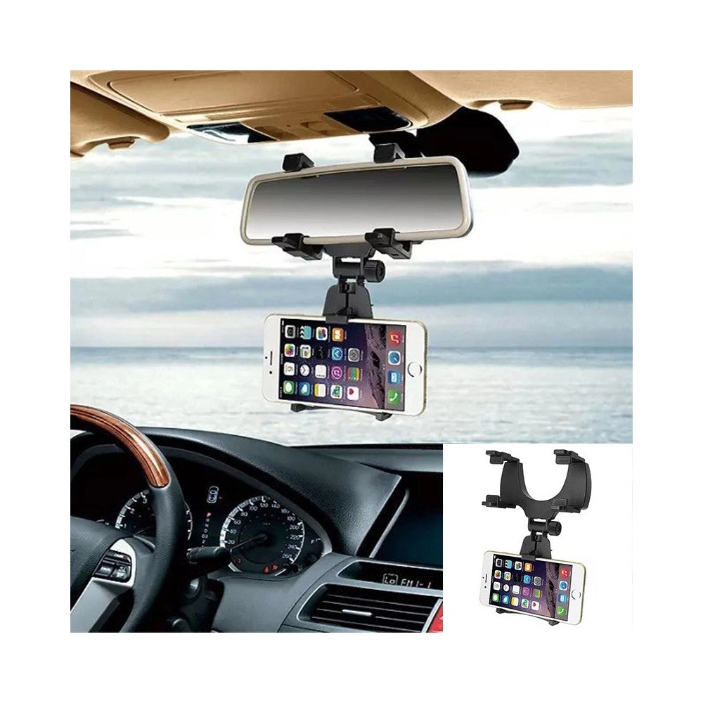Trade Shop - Porta Cellulare Supporto Da Specchietto Retrovisore Auto Navigatore Regolabile -