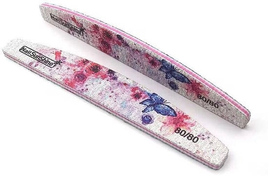 Vijli per unghie 10 pezzi - Doppia faccia 80 Grit - Manicure/Pedicure - Acqua resistente - Disegno fiorale - Vijli per unghie