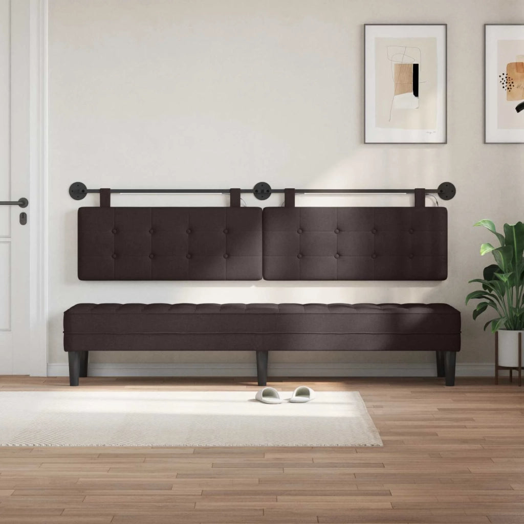 Testiera sospesa Con luce LED Marrone Scuro Tessuto