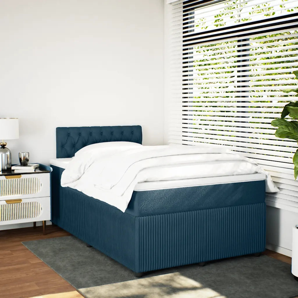 Giroletto a Molle con Materasso Blu 120x190 cm in Velluto 3287696