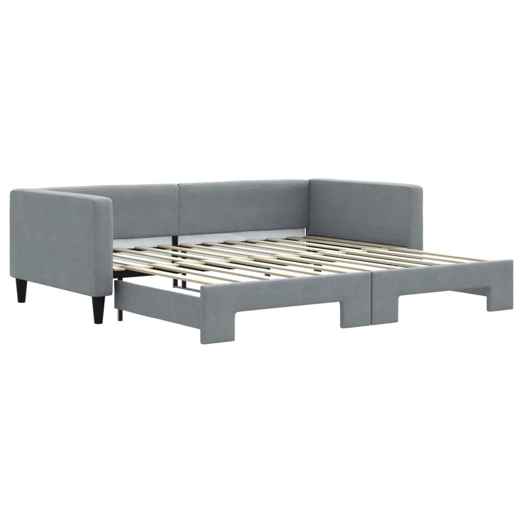 Divano Letto con Letto Estraibile Grigio Chiaro 100x200 Tessuto