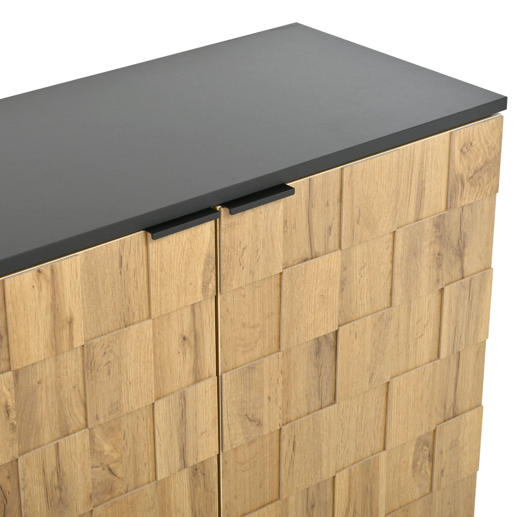 Scarpiera a 2 ante con ripiani regolabili design mosaico per ingresso e soggiorno in truciolare naturale 80 × 35 × 91,5 cm