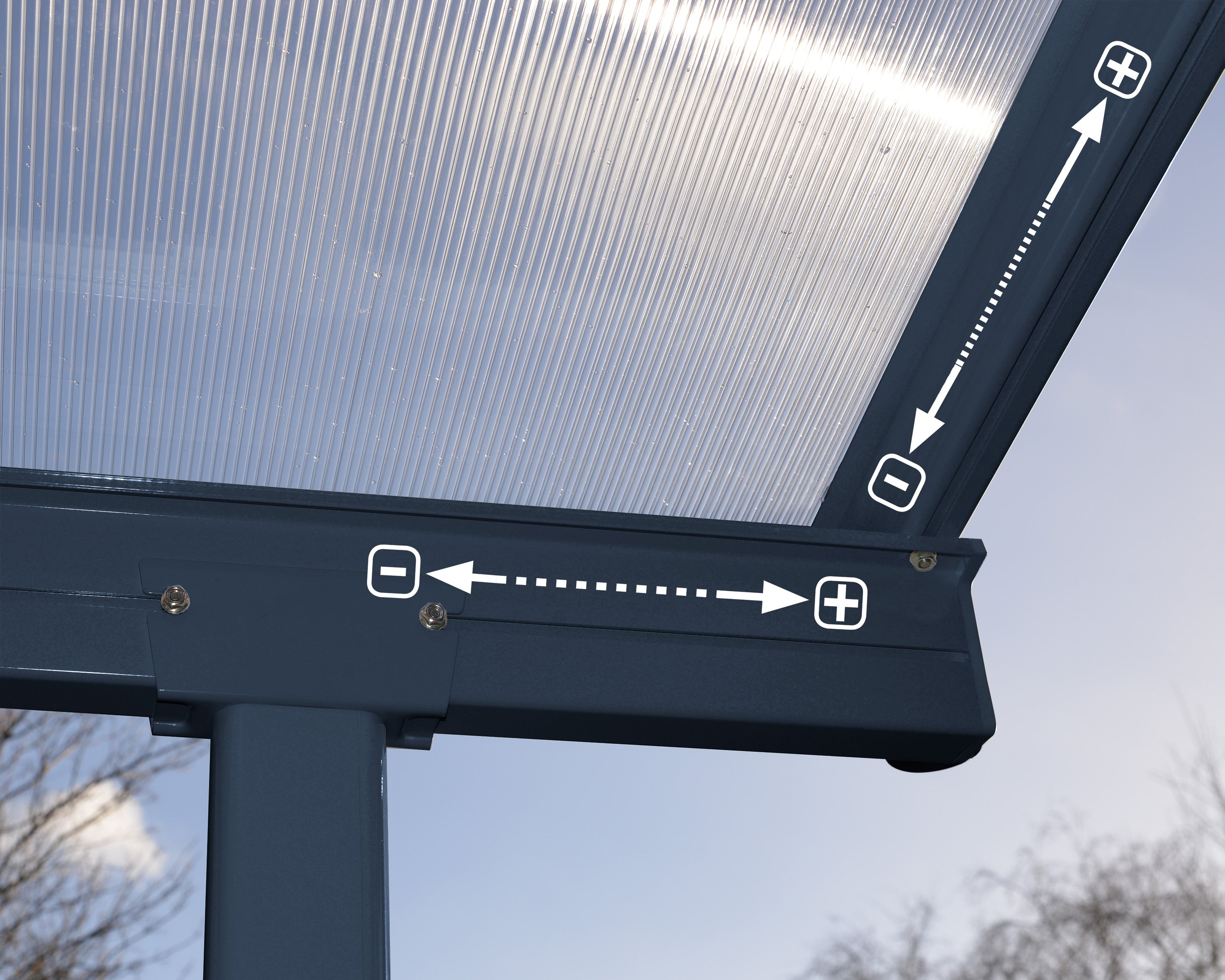 Pergola Sierra Addossata in Alluminio  2.3X6.7 m Grigio