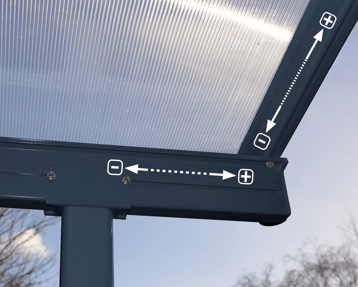 Pergola Sierra Addossata in Alluminio  2.3X6.7 m Grigio